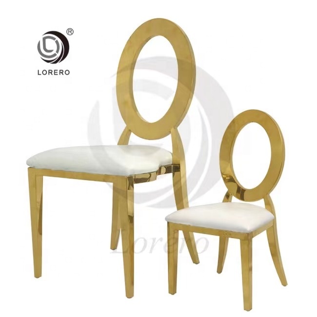 Factory Luxury Customized Pu Leather Seat Wedding Stainless Steel Dinning Chair