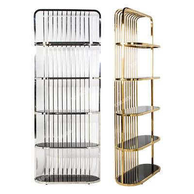 Luxury gold plated stainless steel frame wine rack glass top opulence back bar